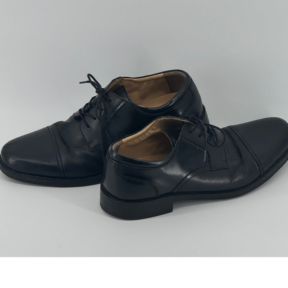 Chaps Mens 12W Black Leather Cap Toe Oxford Dress Shoes Wide Width Professional - Picture 9 of 9